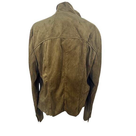 Kut From the‎ Kloth Faux Ultra Suede Moss Green Jacket SOFT W Hi Low Hem - Picture 7 of 9